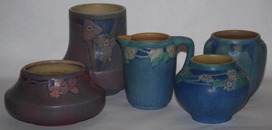 Estate fresh collection of Newcomb College pottery. Image courtesy of Just Art Pottery Auction.